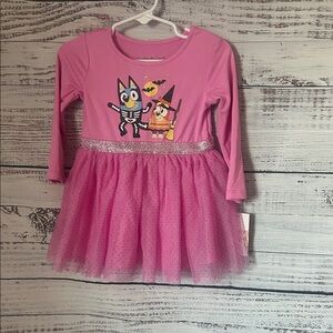 NWT Pink Long Sleeve Halloween Bluey Tulle Dress size 12 months